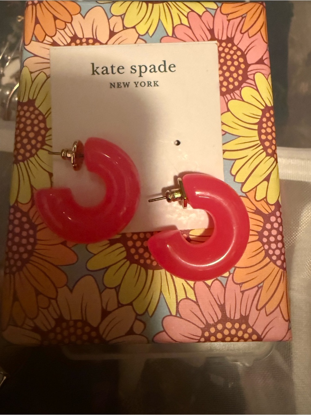 kate spade Pink Hoop Earrings with Gold Posts